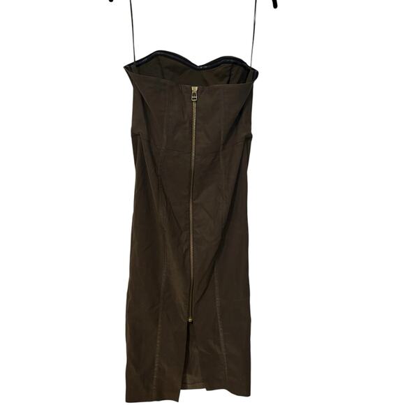 Veronica Beard Green Strapless Linen Blend Slit Mini Cocktail Dress Size 8 - Picture 3 of 5